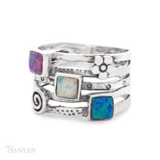 Banyan Jewellery 3 square opalite ring