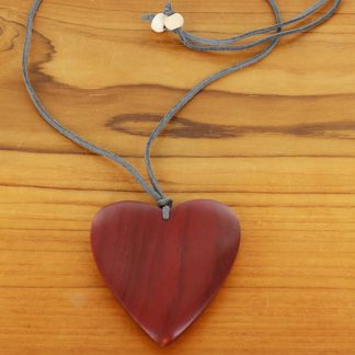 Suzie Blue FB1801 Suede Necklace with Wooden Heart Pendant
